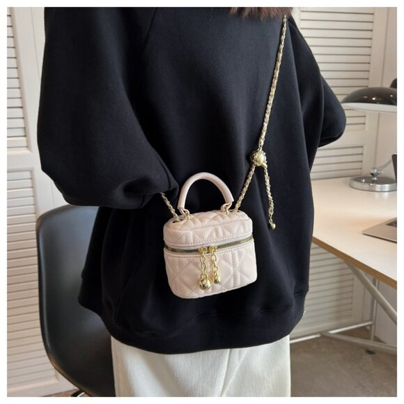 Cream PU Leather Chain Detail Mini Bag - Picture 1 of 4